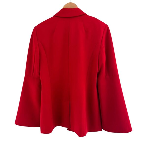 INC Red Split Sleeve Lined Blazer Jacket Size L Christmas Holiday Office Career - Picture 6 of 9